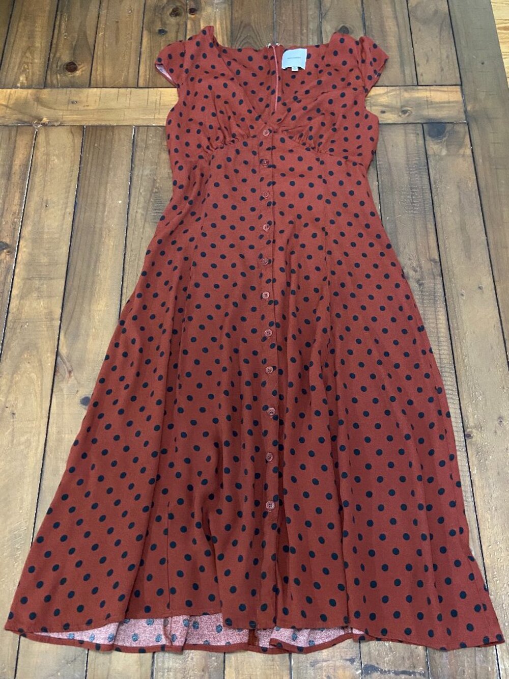 Reformation Wilda Midi Dress Fig Jam Dot Brown Polka Dot 10 - Picture 2 of 10